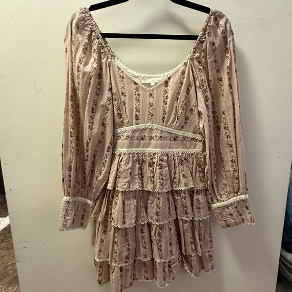 LoveShackFancy Astor Floral Mini Dress Cream Pink Size XS - Picture 4 of 5